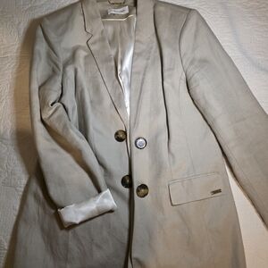 Calvin Klein Beige Blazer with Button Accents